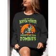Boston Terrier Halloween Zombie American Gentleman Dog Lover Women Crewneck Sweatshirt, American Boston Terrier Sweatshirts, Boston Terrier Halloween Sweatshirts, funny gift