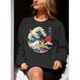 Boston Terrier Japanese Kanagawa Wave Surf Loyal Dog Men Women Kids Women Crewneck Sweatshirt, funny gift