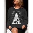 Boston Terrier Mom Dad Dog Alien UFO For Men Women Women Crewneck Sweatshirt, Boston Terrier Mom Sweatshirts, Boston Terrier Dad Sweatshirts, funny gift