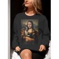 Boston Terrier Mona Lisa Painting Art Dog Mom Dad For Men Women Kids Women Crewneck Sweatshirt, Boston Terrier Mom Sweatshirts, Boston Terrier Dad Sweatshirts, funny gift