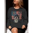 Boston Terrier Patriotic 4th Of July USA American Flag Women Crewneck Sweatshirt, American Boston Terrier Sweatshirts, Patriotic Boston Terrier Sweatshirts, Boston Terrier 4th Of July Sweatshirts, funny gift
