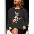 Boston Terrier Playing Guitar Boston Terrier Women Crewneck Sweatshirt, funny gift
