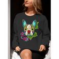 Boston Terrier In Red Day Of The Dead Sugar Skull Dog Women Crewneck Sweatshirt, funny gift