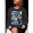 Boston Terrier Van Gogh Starry Night Women Crewneck Sweatshirt, funny gift