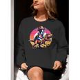 Boston Terrier Wearing A Cowboy Hat On T-Rex Women Crewneck Sweatshirt, funny gift