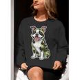 Camo Boston Terrier Pet Owner Camouflage Dog Lover Women Crewneck Sweatshirt, funny gift