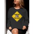 Caution Sign Boston Terrier Dog Bostie Puppy Women Crewneck Sweatshirt, funny gift