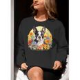 Cute Boston Terrier Spring Flower Garden Colorful Puppy Dog Women Crewneck Sweatshirt, funny gift