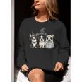 Cute Halloween Boston Terrier Dogs Witch Hat Ghost Dog For Men Women Kids Women Crewneck Sweatshirt, Boston Terrier Ghost Sweatshirts, Boston Terrier Halloween Sweatshirts, funny gift
