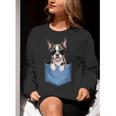 Cute Pocket Boston Terrier Lover Dog Mom Women Crewneck Sweatshirt, Boston Terrier Mom Sweatshirts, funny gift
