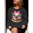 Cute Pug Shirt Donut Girls Dog Women Crewneck Sweatshirt, funny gift