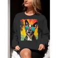 Dog Boston Terrier Hawaiian Women Crewneck Sweatshirt, funny gift