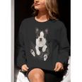 Dog Lovers Boston Terrier In Pocket Dog Face For Men Women Kids Women Crewneck Sweatshirt, funny gift