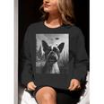 Dog Mom Dad Alien Selfie Boston Terrier UFO For Men Women Women Crewneck Sweatshirt, Boston Terrier Mom Sweatshirts, Boston Terrier Dad Sweatshirts, funny gift