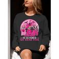Ghost And Witch Boston Terrier Dog In October We Wear Pink Women Crewneck Sweatshirt, Boston Terrier Ghost Sweatshirts, funny gift