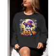 Halloween Boston Terrier Dog Breed With Jack O' Lantern Art Women Crewneck Sweatshirt, Boston Terrier Halloween Sweatshirts, funny gift