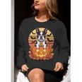 Halloween Retro Boston Terrier Women Crewneck Sweatshirt, Boston Terrier Halloween Sweatshirts, funny gift