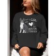 Just A Girl Who Loves Her Boston Terrier Puppy Love Women Crewneck Sweatshirt, funny gift