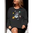 Kawaii Kids & Boys Astronaut Space Boston Terrier Dog Lover Women Crewneck Sweatshirt, funny gift