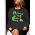 Kids My Nonna Loves Me Dinosaur Grandson Women Crewneck Sweatshirt, funny gift