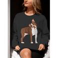 Red Boston Terrier Dog Women Crewneck Sweatshirt, funny gift