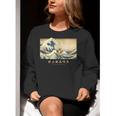 Surfing Boston Terrier Kanagawa Wave Japanese Dog For Men Women Kids Women Crewneck Sweatshirt, funny gift