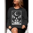 Tarot Card Vintage Crescent Moon Boston Terrier Dog Mom Women Crewneck Sweatshirt, Boston Terrier Tarot Sweatshirts, Boston Terrier Mom Sweatshirts, funny gift
