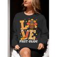 Thanksgiving Love First Grade Teacher Turkey Autumn Fall For Men Women Girls Kids Women Crewneck Sweatshirt, First Grade Teacher Sweatshirts, funny gift
