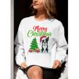 Boston Terrier Christmas Tree Lights Xmas Dog Lover Women Crewneck Sweatshirt, Boston Terrier Christmas Sweatshirts, funny gift