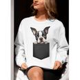Boston Terrier Dog Puppy Dog In Pocket Cute Pet Lover Women Crewneck Sweatshirt, funny gift