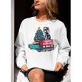 Boston Terrier Merry Christmas Tree Truck Santa Dog X-Mas Women Crewneck Sweatshirt, Boston Terrier Christmas Sweatshirts, funny gift