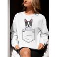 Boston Terrier In The Pocket Cute Boston Terrier Dog Lovers Men Women Girls Kids Women Crewneck Sweatshirt, funny gift