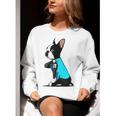 Boston Terrier Tattoos I Love Mom Women Crewneck Sweatshirt, Boston Terrier Mom Sweatshirts, funny gift