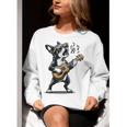 Dog Playing Guitar Singing Boston Terrier For Men Women Girls Kids Women Crewneck Sweatshirt, funny gift