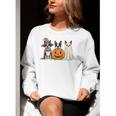 Spooky Ghost Boston Terrier Pumpkin Halloween Dog Lover Women Crewneck Sweatshirt, Boston Terrier Ghost Sweatshirts, Boston Terrier Halloween Sweatshirts, funny gift