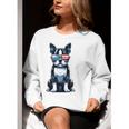 USA Flag Boston Terrier Best Dog Mom Ever 2025 Women Crewneck Sweatshirt, Boston Terrier Mom Sweatshirts, funny gift