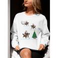 Xmas Lighting Tree Santa Riding Boston Terrier Christmas Women Crewneck Sweatshirt, Boston Terrier Riding Sweatshirts, Boston Terrier Christmas Sweatshirts, funny gift