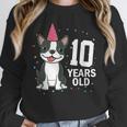 10 Years Old Birthday Boston Terrier Dog Lover 10th Party For Men Women Kids Women Crewneck Sweatshirt, funny design