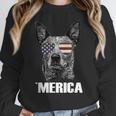 4th July Blue Heeler Dog Merica Patriotic USA Flag Cute Women Crewneck Sweatshirt, funny design