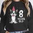 8 Years Old Birthday Boston Terrier Dog Lover 8th Party Kid Women Crewneck Sweatshirt, funny design