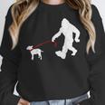 Bigfoot Walking With Bull Terrier Dog Women Crewneck Sweatshirt, funny design