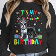 My Birthday Colorful Costume Boston Terrier Party Women Crewneck Sweatshirt, funny design