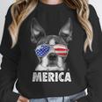 Boston Terrier 4th Of July Merica Men Women USA Flag Vintage Women Crewneck Sweatshirt, Boston Terrier 4th Of July Gifts, funny design