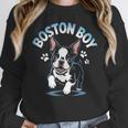 Boston Terrier Boy Cute Cartoon Dog Owner Pet Boston Terrier Women Crewneck Sweatshirt, funny design
