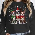 Boston Terrier Christmas Dogs Santa Reindeer Elf Women Crewneck Sweatshirt, Boston Terrier Christmas Gifts, funny design