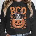 Boston Terrier Costume On Pumpkin Halloween Boston Terrier Women Crewneck Sweatshirt, Boston Terrier Halloween Gifts, funny design