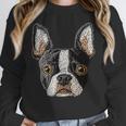 Boston Terrier Cute Puppy Face Dog Lover Pet Owner Women Crewneck Sweatshirt, funny design