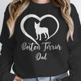 Boston Terrier Dad Cute Boston Terrier Silhouette Heart Women Crewneck Sweatshirt, Boston Terrier Dad Gifts, funny design