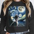 Boston Terrier Dog Art Van Gogh Starry Night Boston Terrier Women Crewneck Sweatshirt, funny design