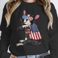 Boston Terrier Dog Merica 4th Of July Usa American Flag Men Women Crewneck Sweatshirt, American Boston Terrier Gifts, Boston Terrier 4th Of July Gifts, funny design